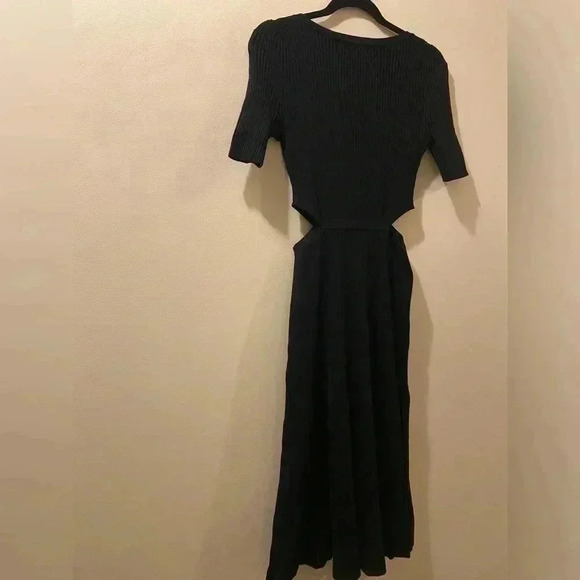 Boden NWT womens midi sweater dress - size 8 - waist cut outs - black - ribbed - Picture 5 of 6